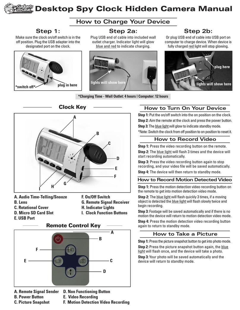 Gadgets and Gear Desktop Spy Clock Hidden Camera Manual guide