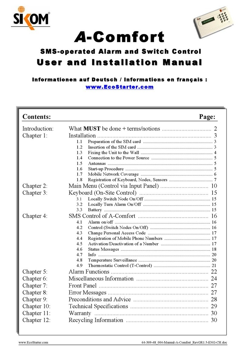 SiKom A-Comfort User and installation manual SiKom A-Comfort User and installation manual