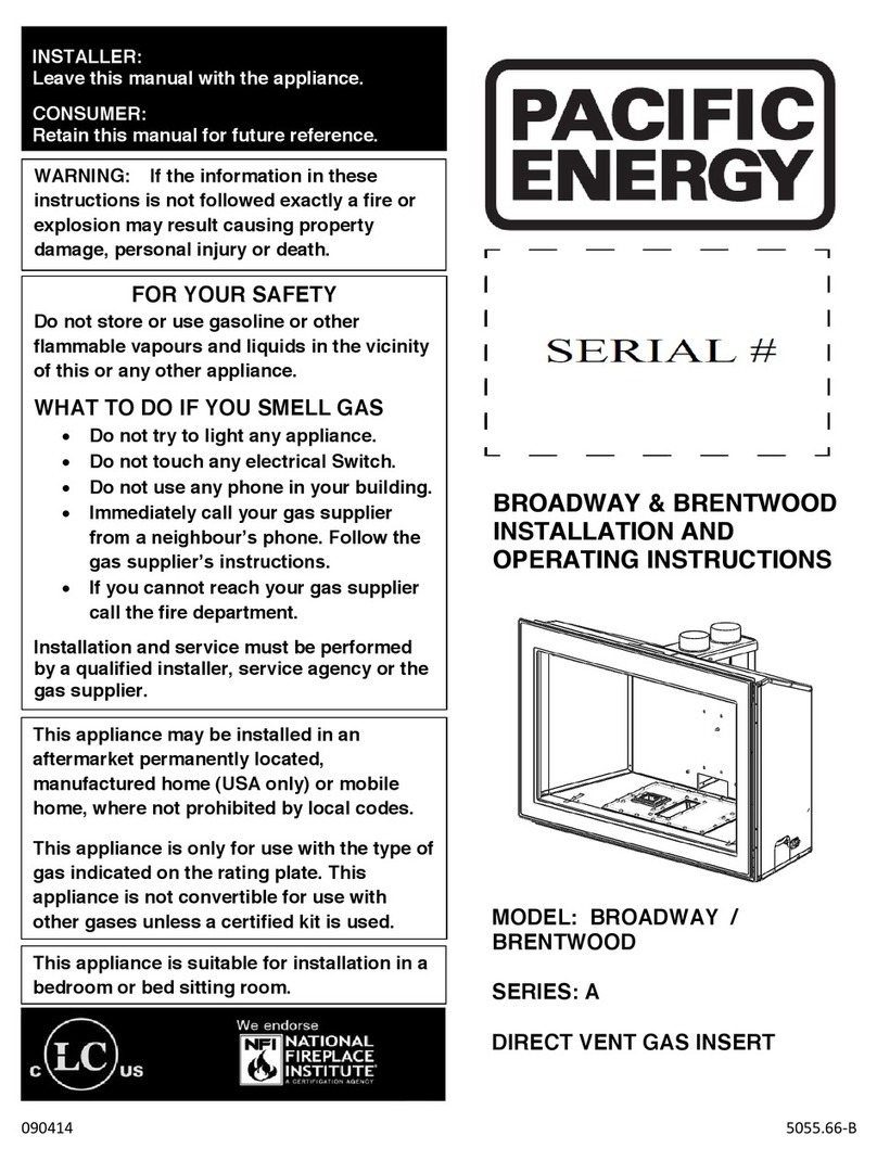 Pacific energy BROADWAY Installation and operating instructions Pacific energy BROADWAY Installation and operating instructions