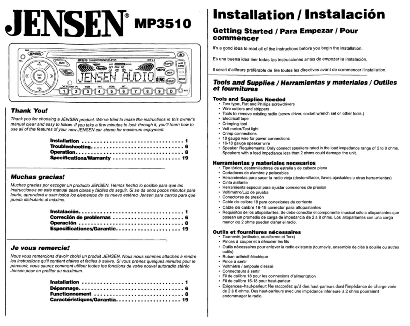 Jensen MP3510 installation instructions
