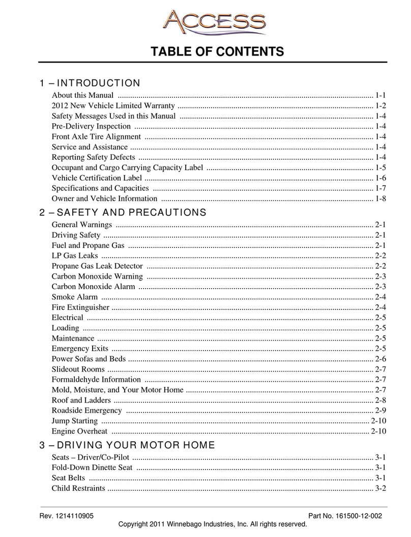 Winnebago 2012 Access owner's manual