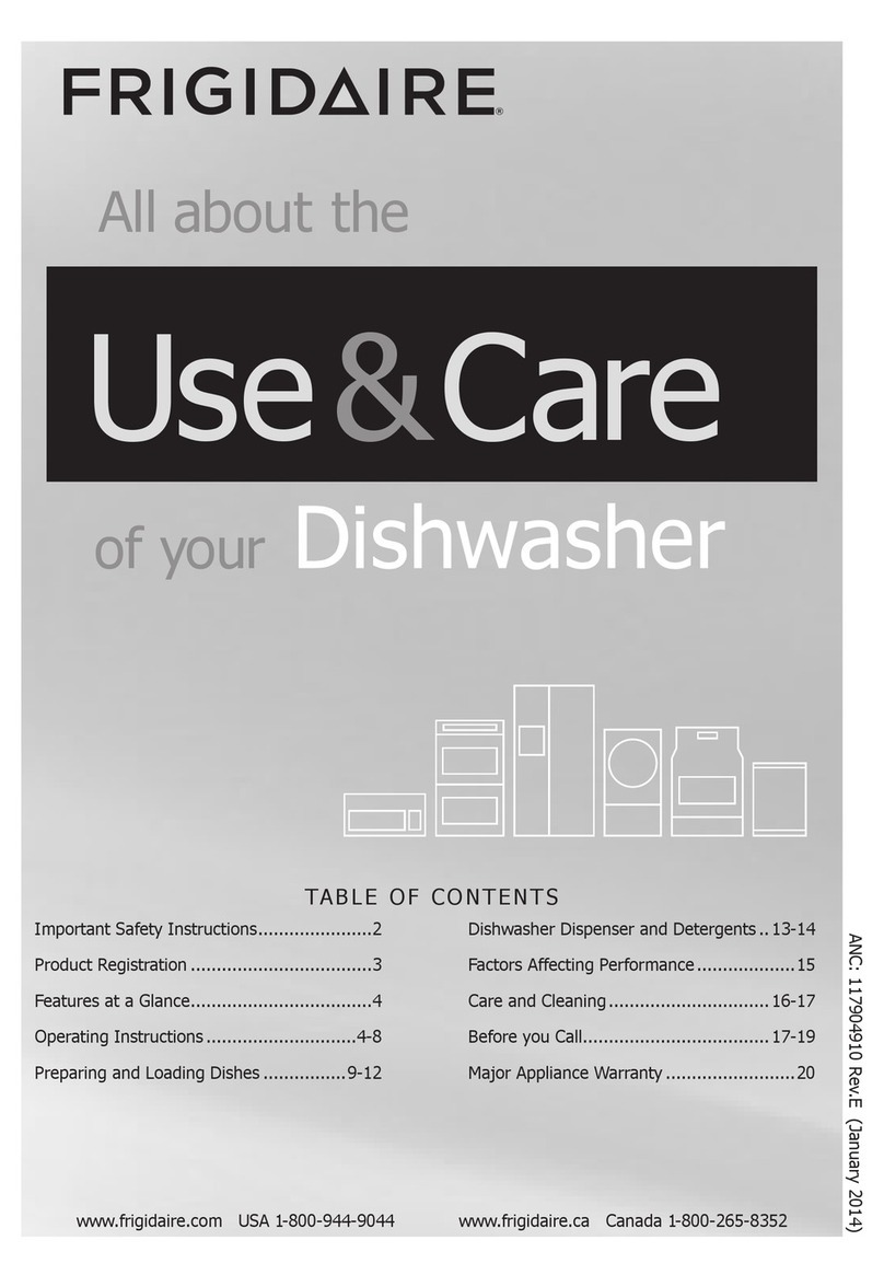 Frigidaire Dishwasher Owner's manual