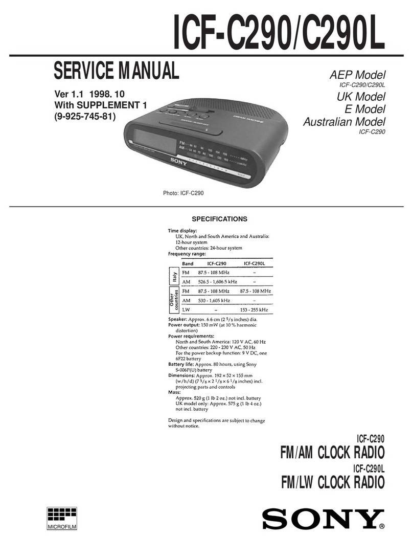 Sony Dream Machine ICF-C290 Service manual