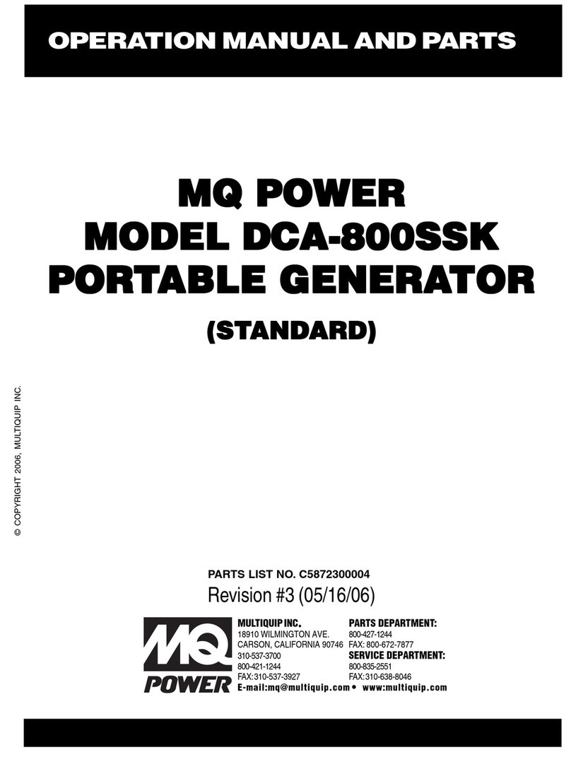 MQ Power WhisperWatt DCA800SSK Operation manual and parts list