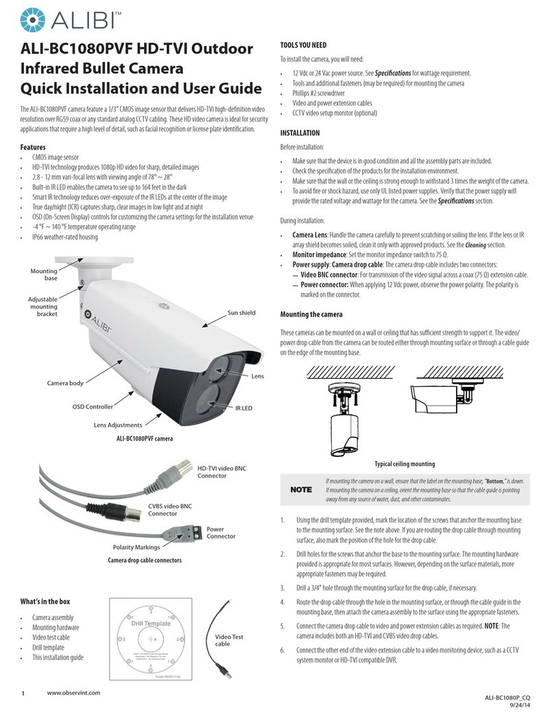 ALIBI ALI-BC1080PVF Quick installation and user guide