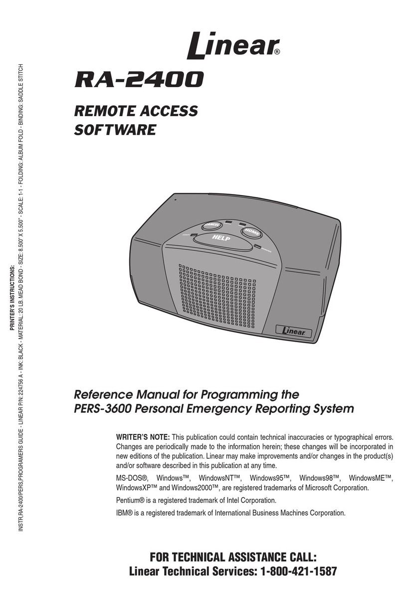 Linear REMOTE ACCESS SOFTWARE RA-2400 Reference manual for programming
