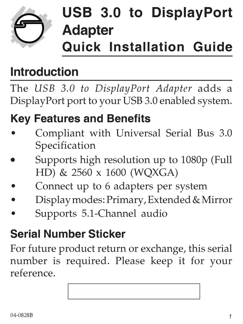 SIIG USB 3.0 to DisplayPort Adapter User manual SIIG USB 3.0 to DisplayPort Adapter User manual