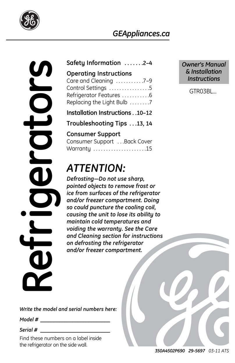GEA GTR03BL series Owner's manual and installation instructions