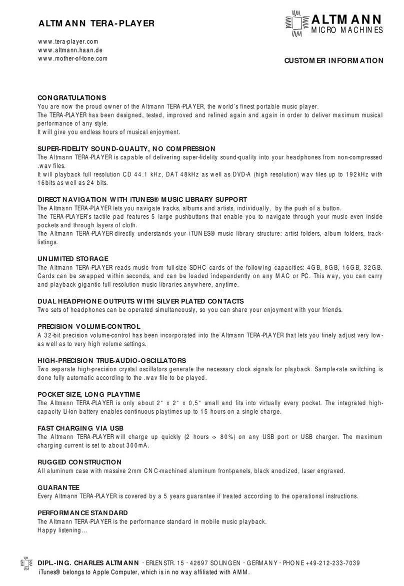 Altmann Tera-Player Customer information
