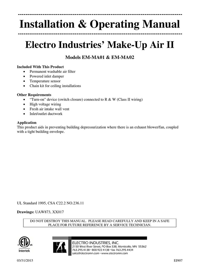 Electro Industries Make-Up Air II EM-MA01 Installation & operating manual Electro Industries Make-Up Air II EM-MA01 Installation & operating manual