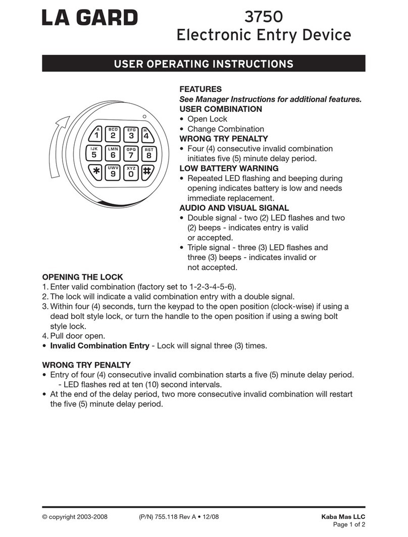 Kaba Mas 3750 User operating instructions