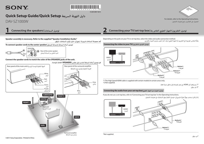 Sony DAV-SZ1000W Quick setup guide