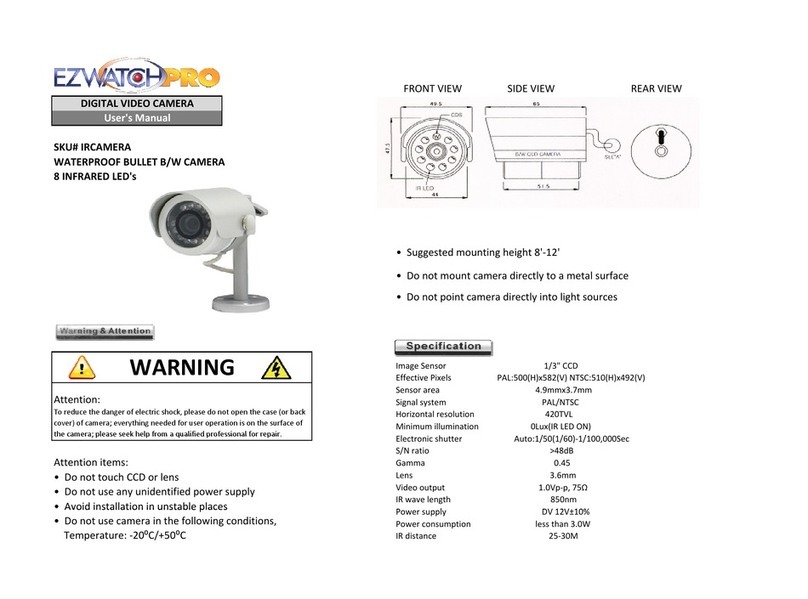 EzwatchPro SKU# IR CAMERA WATERPROOF BULLET B/W CAMERA 8 INFRARED... user manual