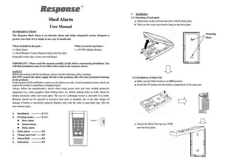 Response Shed Alarm ML1 user manual