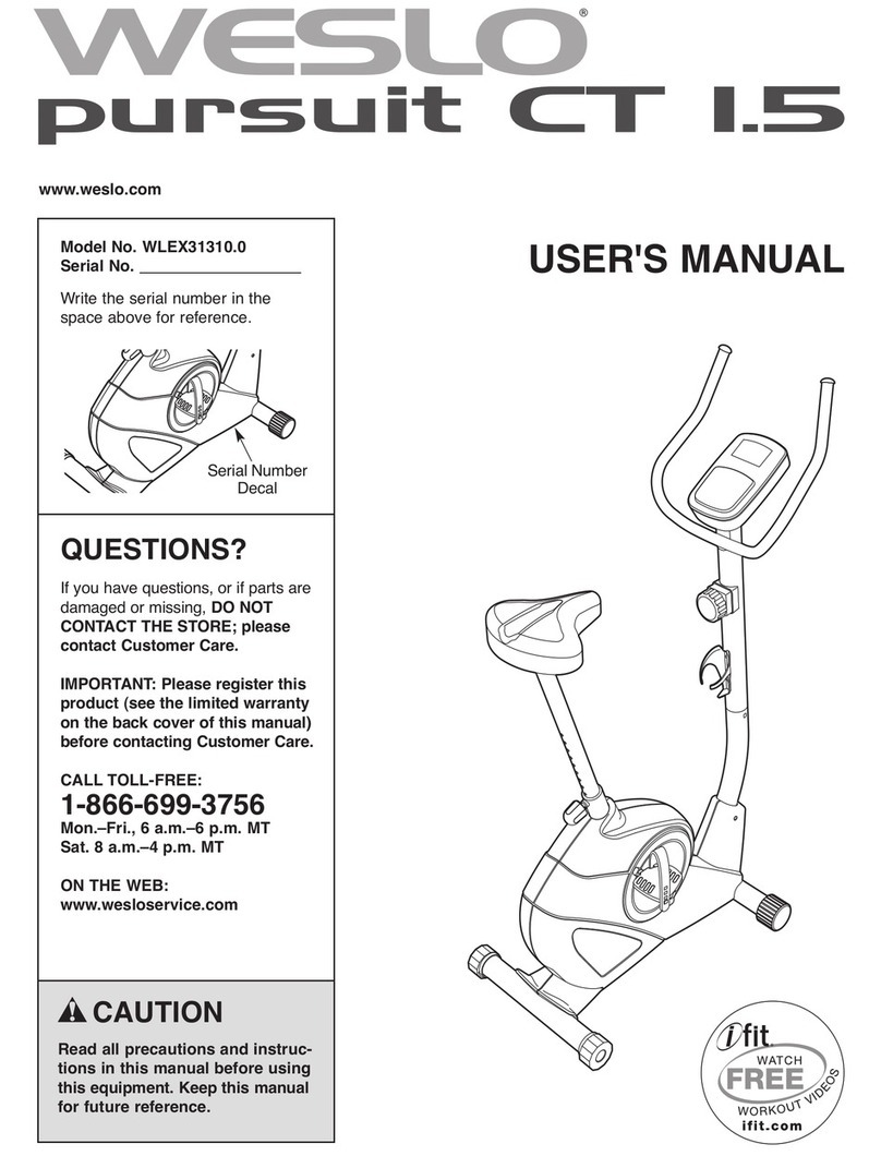 Weslo Pursuit CT 1.5 WLEX31310.0 user manual
