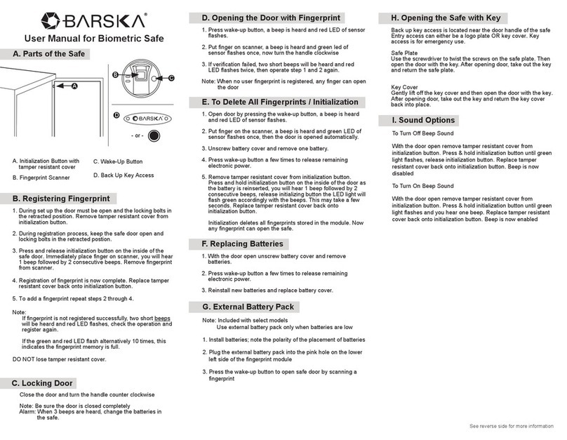 Barska Biometric Safe User manual Barska Biometric Safe User manual