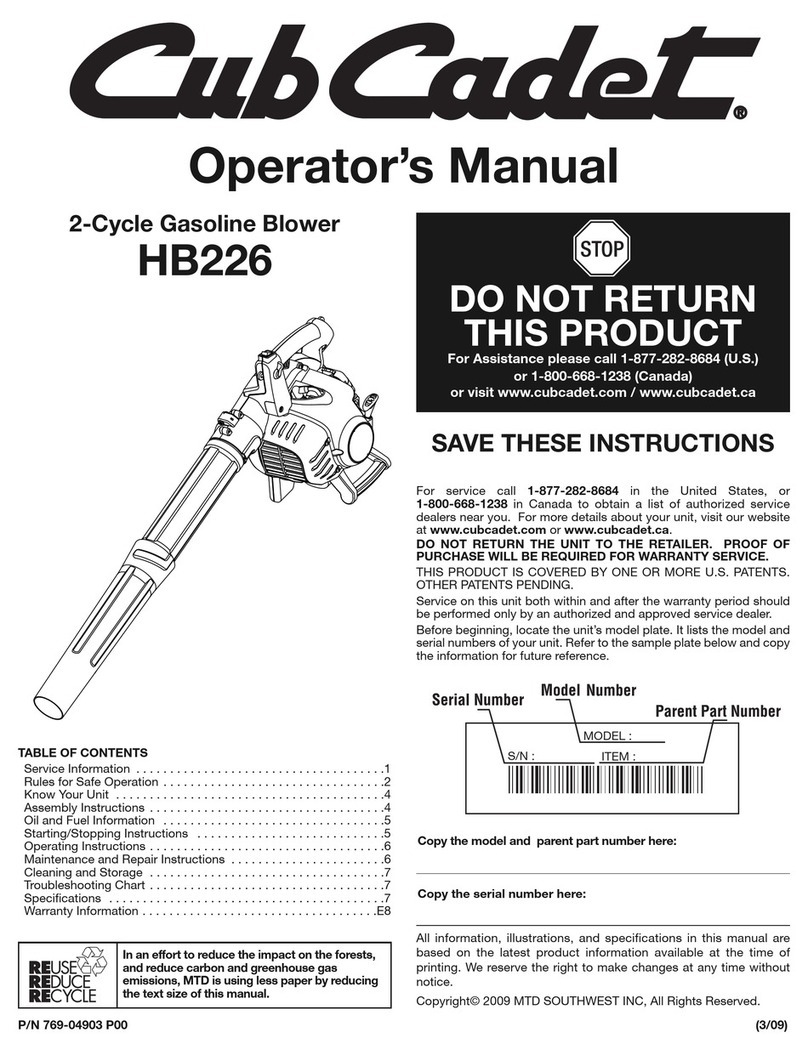 Cub Cadet HB226 Operator's manual