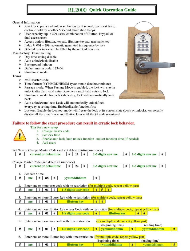 ResortLOCK RL2000 Quick operation guide