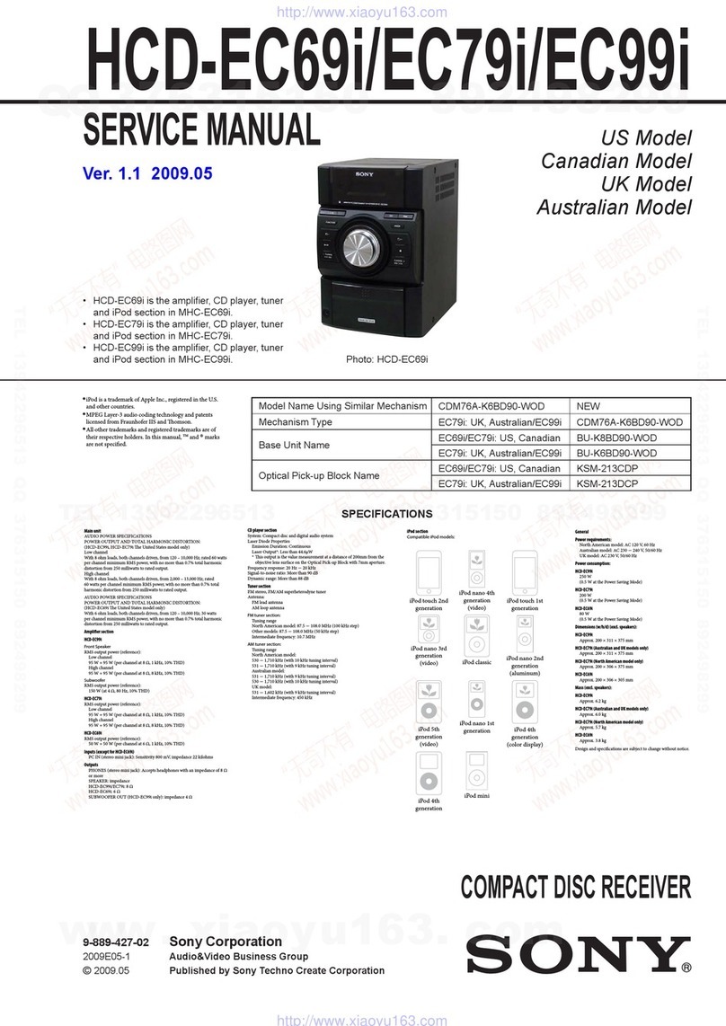 Sony HCD-EC69i - Compact Disc Receiver Component Service manual