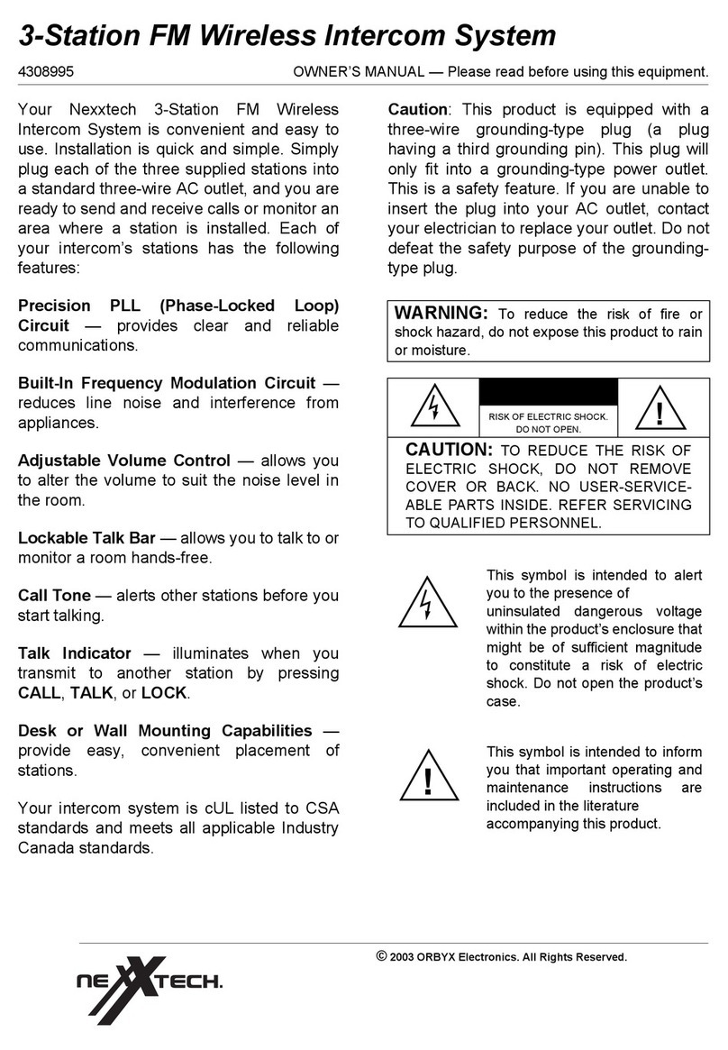 NexxTech 3-Station FM Wireless Intercom System User manual