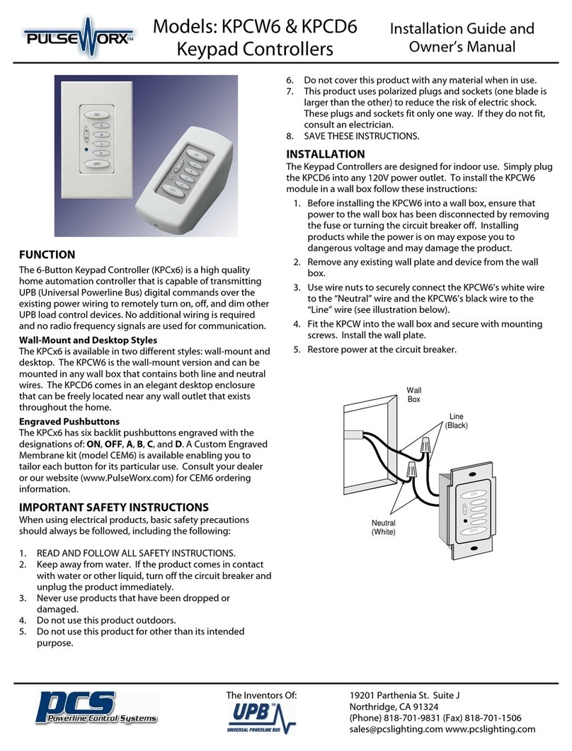 PulseWorx KPCW6 Installation guide and owner's manual
