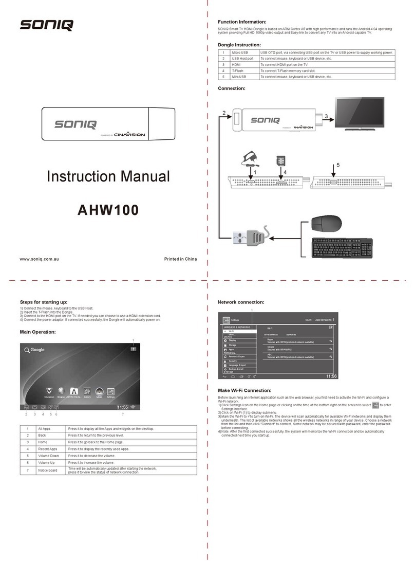 SONIQ AHW100 instruction manual