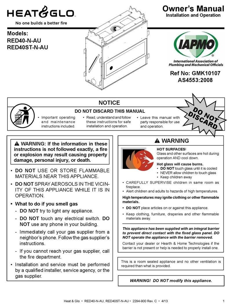 Heat & Glo RED40-N-AU User manual Heat & Glo RED40-N-AU User manual