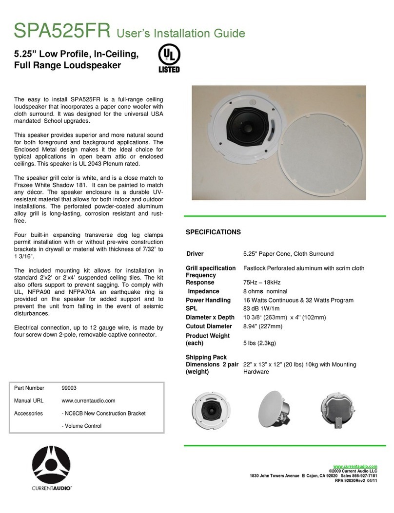 Current Audio SPA525FR User's installation guide