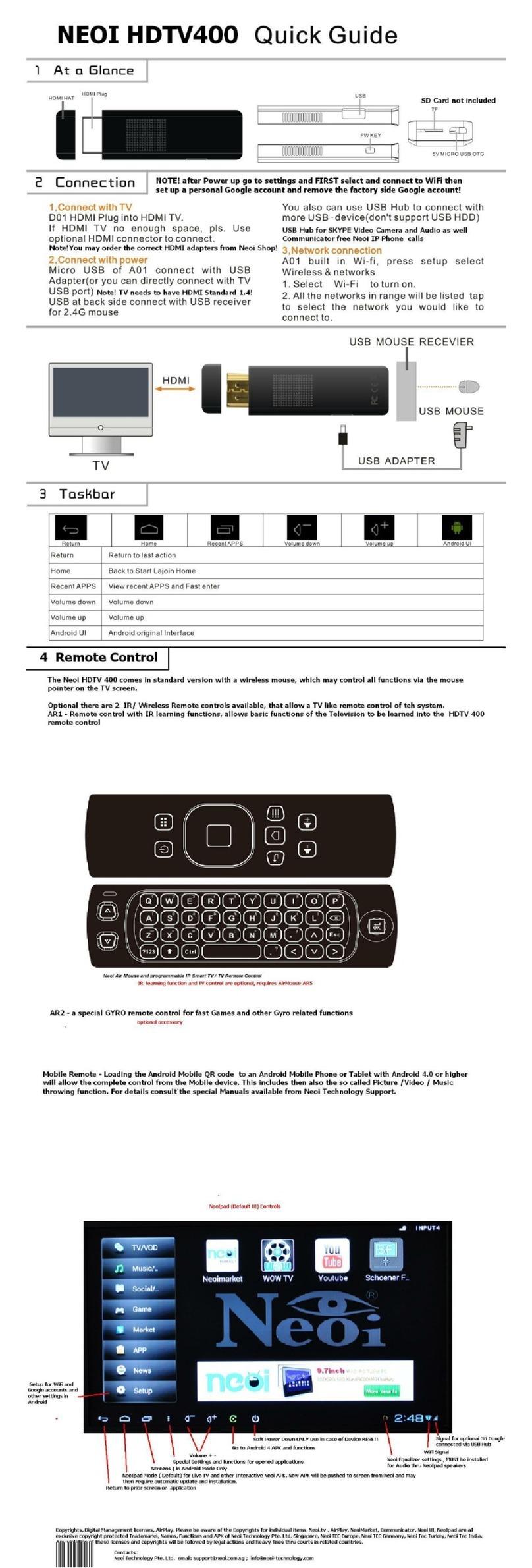 Neoi HDTV400 quick guide
