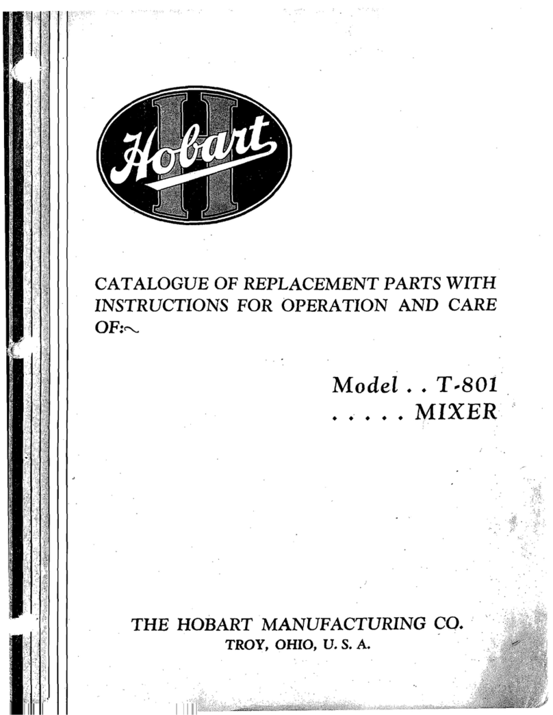 Hobart T-801 Instructions for operation and care