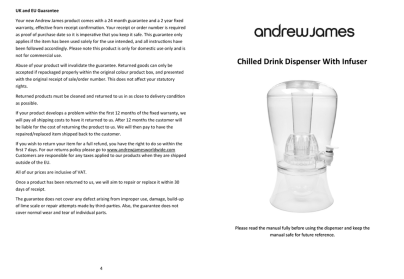 Andrew James Chilled Drink Dispenser With Infuser user guide