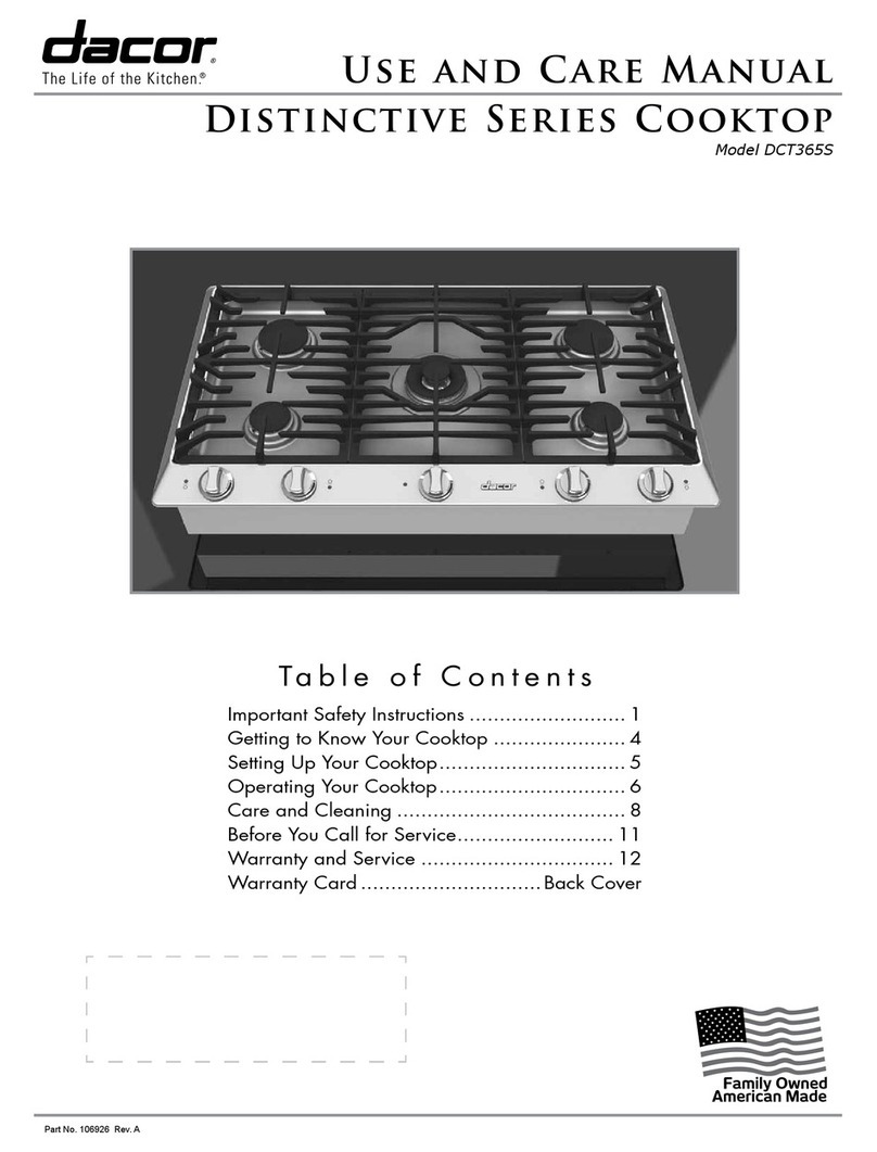 Dacor Distinctive DCT365S use and care manual