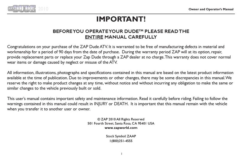 Zap DUDE 2010 Owner's and operator's manual