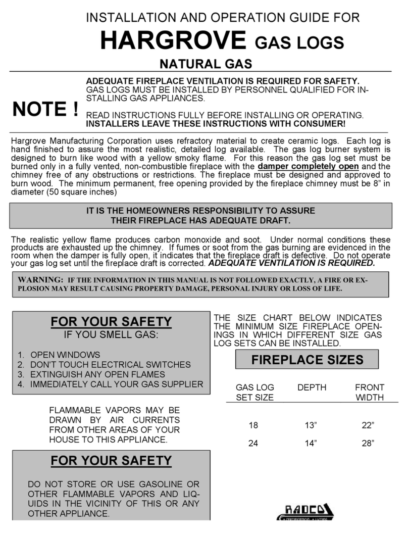 Hargrove GAS LOGS Installation and operation guide