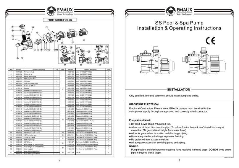emaux SS Installation & operating instructions emaux SS Installation & operating instructions