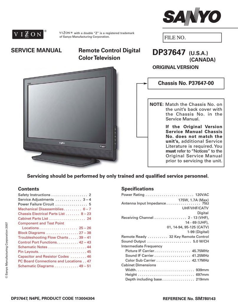 Sanyo DP37647 - 37" Vizzon LCD TV User manual Sanyo DP37647 - 37" Vizzon LCD TV User manual