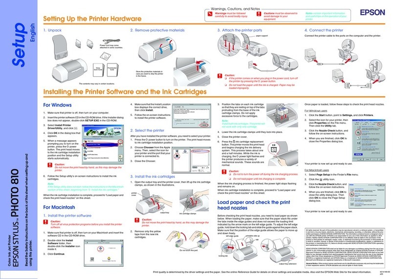 Epson Stylus Photo 810 User manual