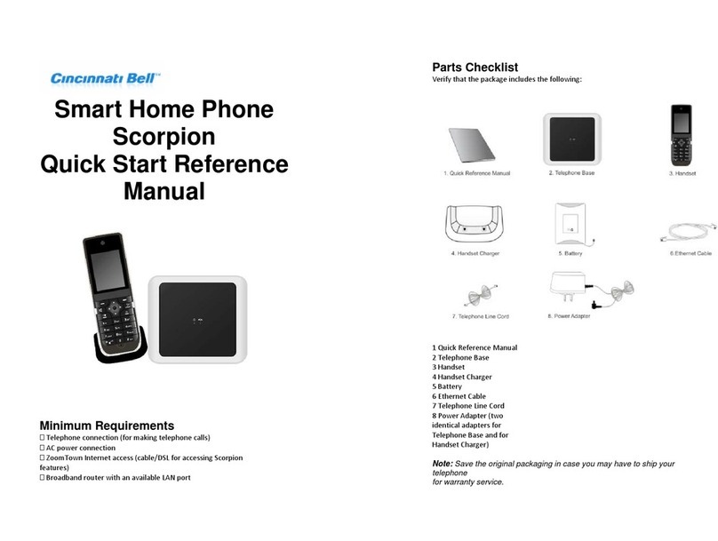 Cincinnati Bell Smart Home Phone Scorpion Quick start reference manual Cincinnati Bell Smart Home Phone Scorpion Quick start reference manual