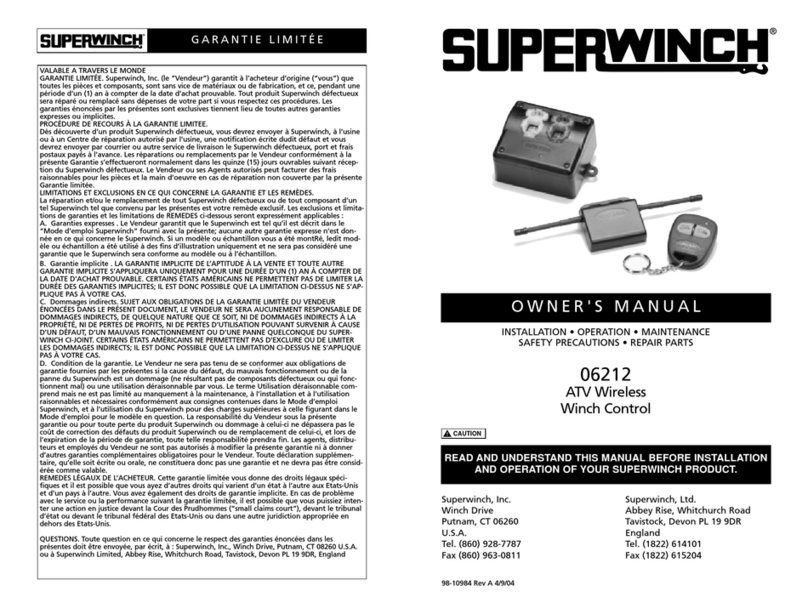 Superwinch 06212 owner's manual