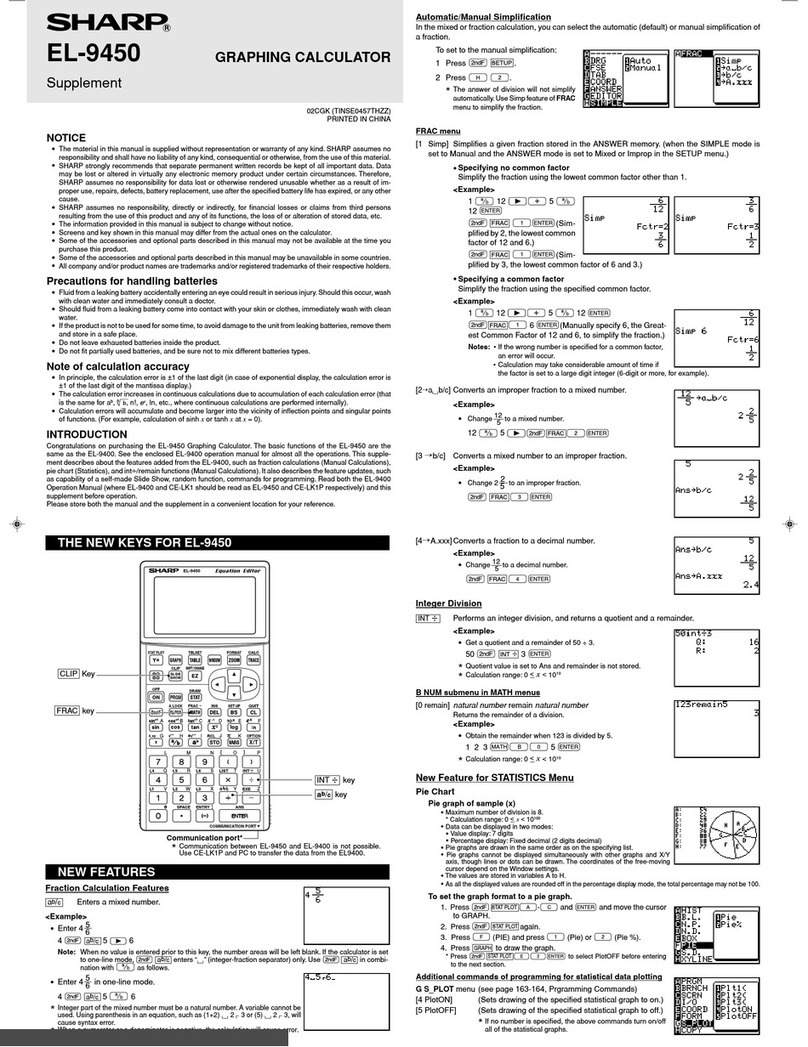 Sharp EL-9450 Owner's manual
