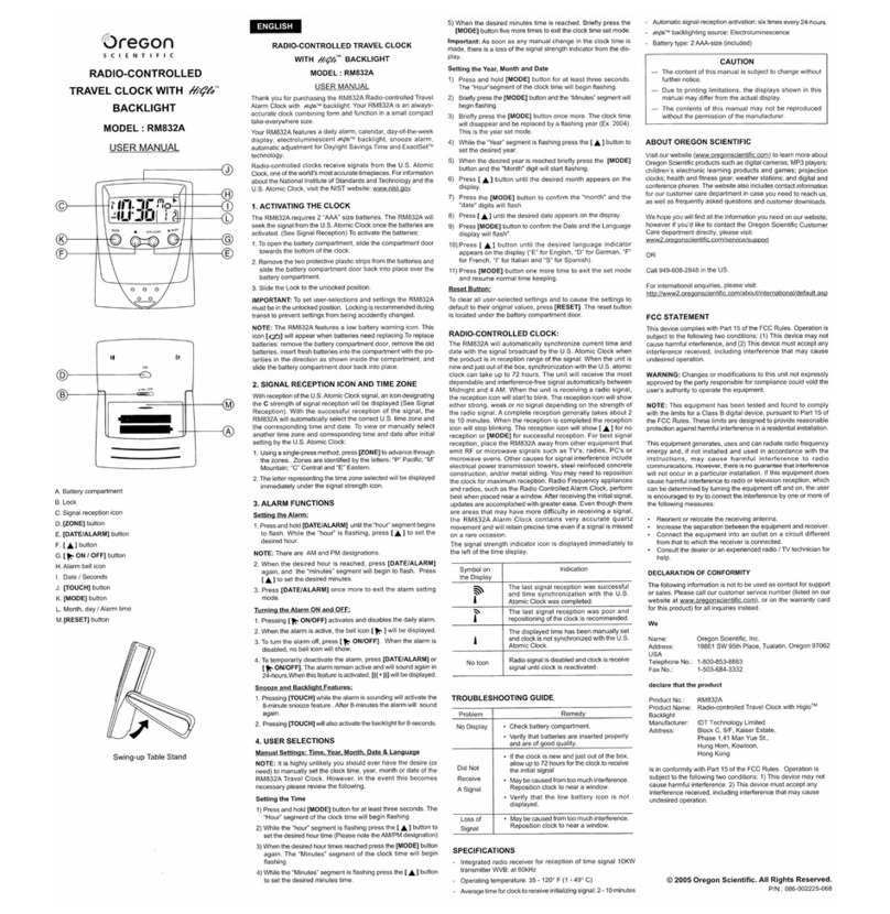Oregon Scientific RM832A user manual