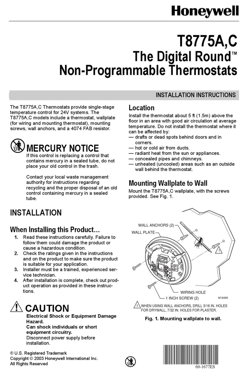 Honeywell Digital Round T8775A installation instructions Honeywell Digital Round T8775A installation instructions