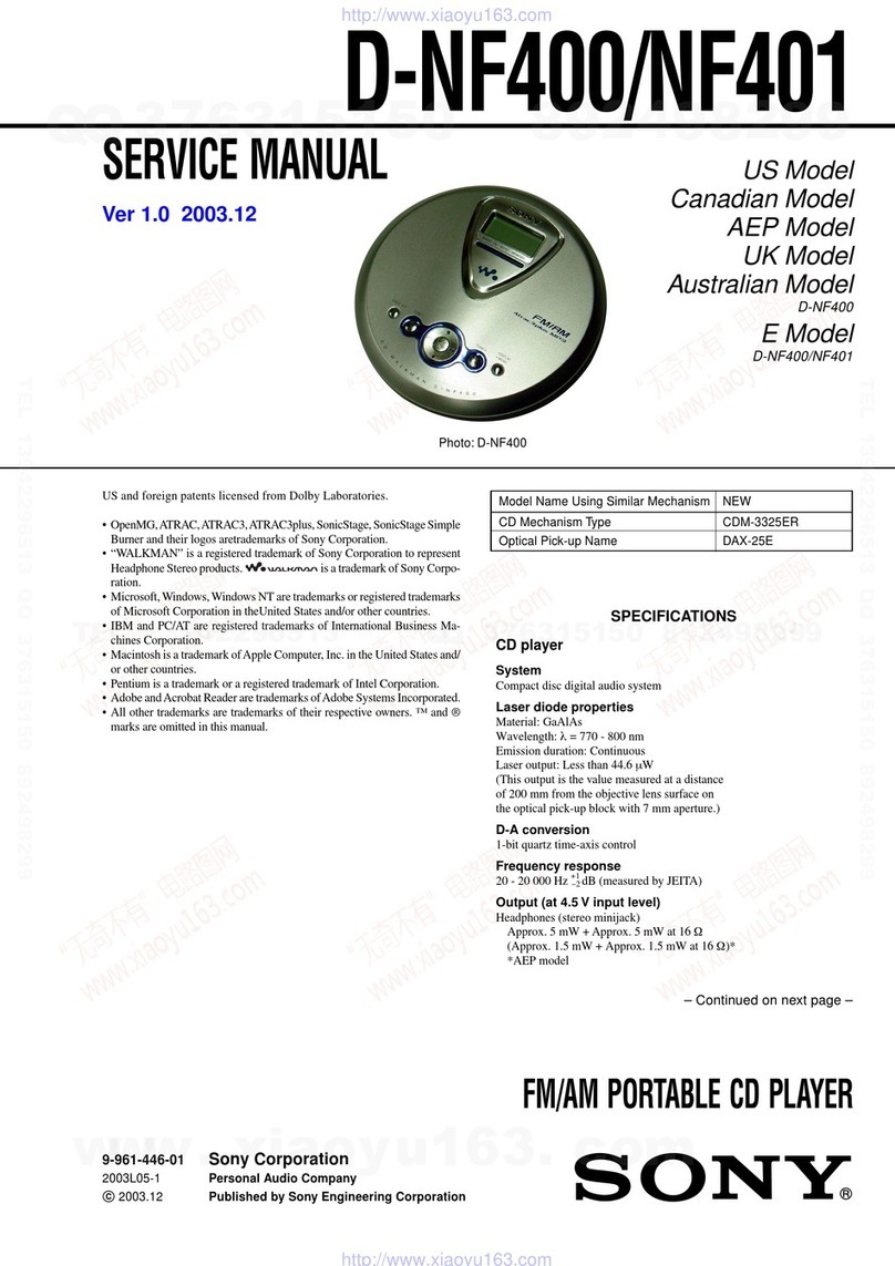 Sony D-NF400 - ATRAC Walkman Portable CD Player Service manual