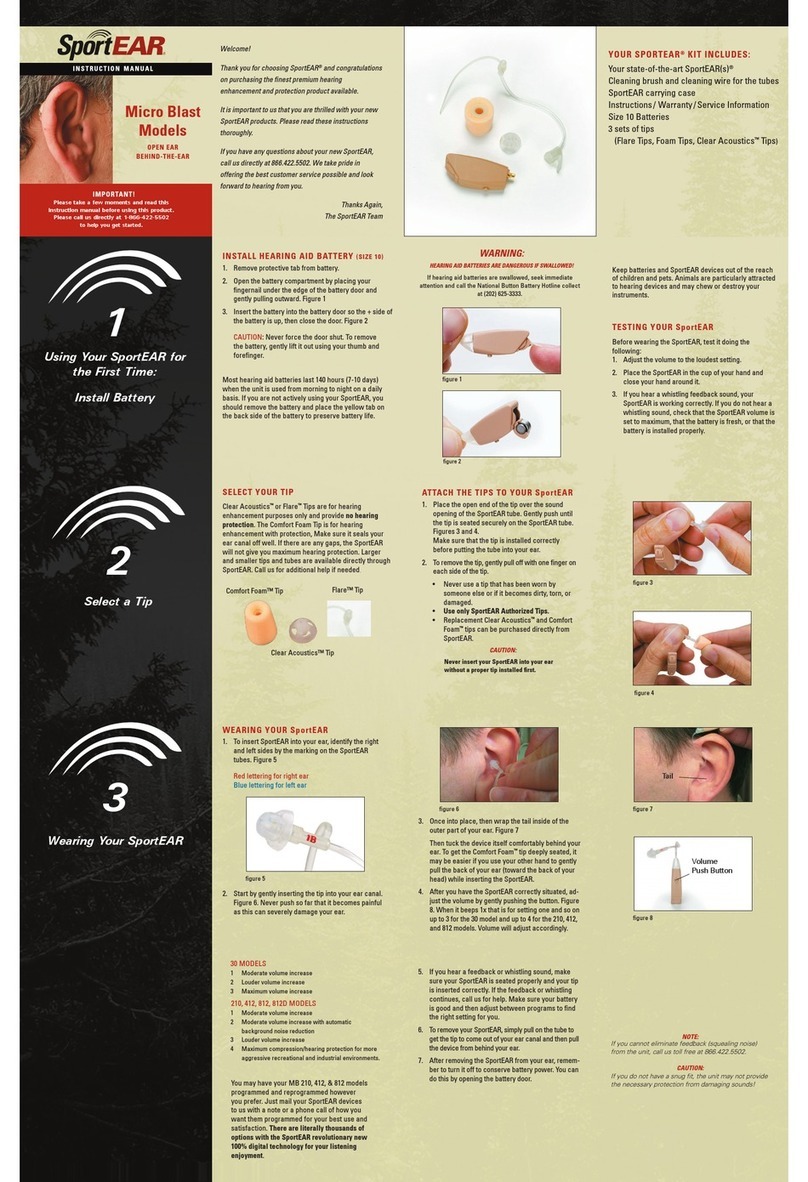 SportEar Micro Blast open ear instruction manual