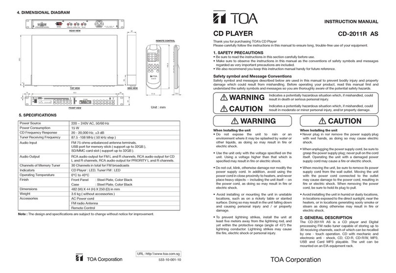 Toa CD-2011R AS instruction manual
