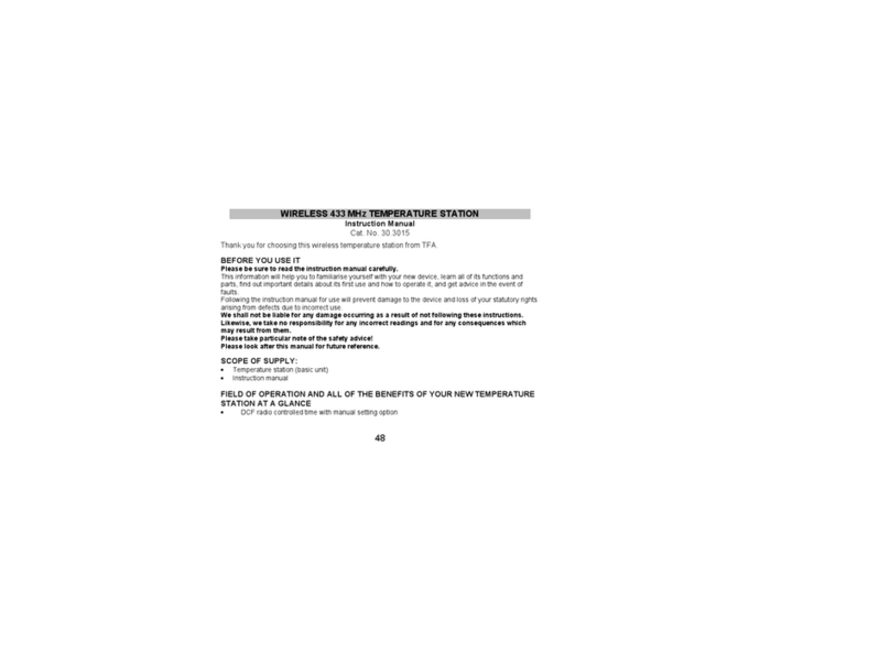 TFA WIRELESS 868 MHz TEMPERATURE STATION instruction manual
