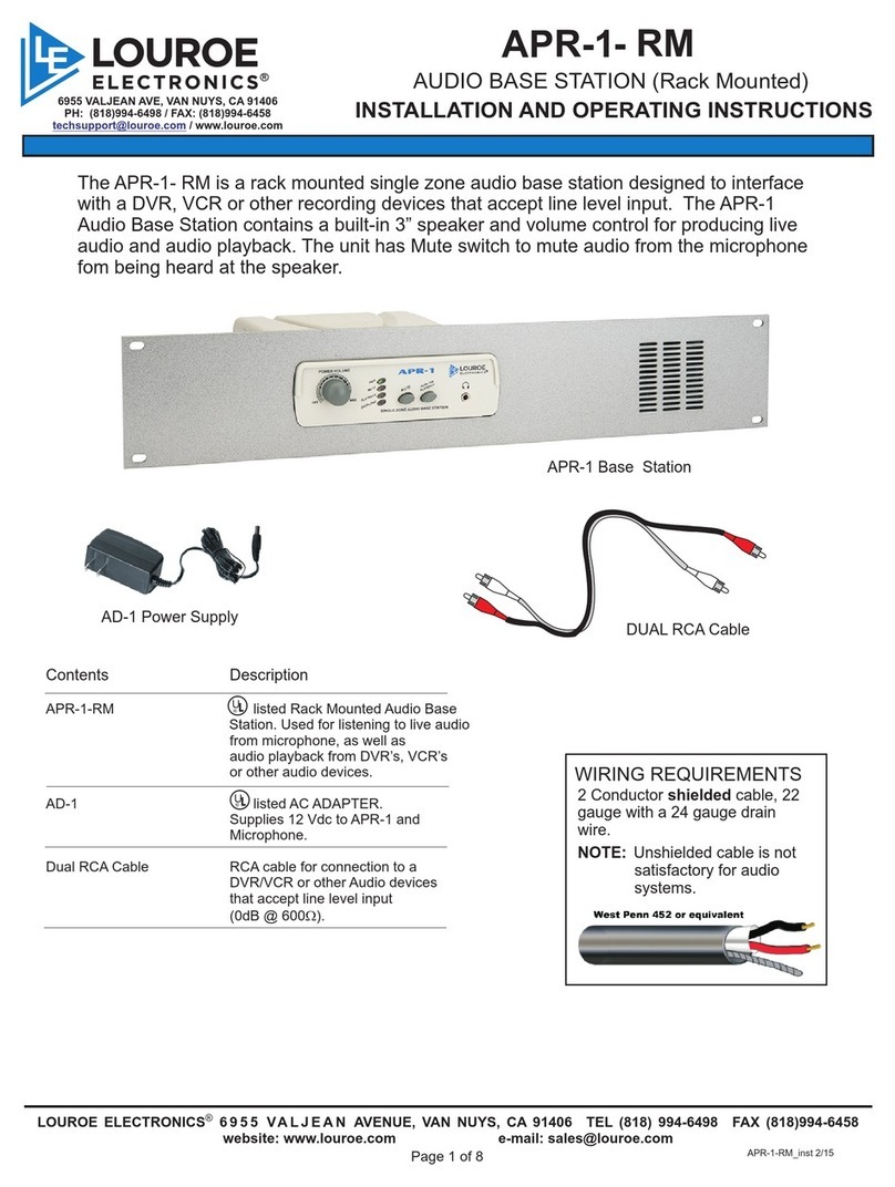 Louroe Electronics APR-1- RM Installation and operating instructions