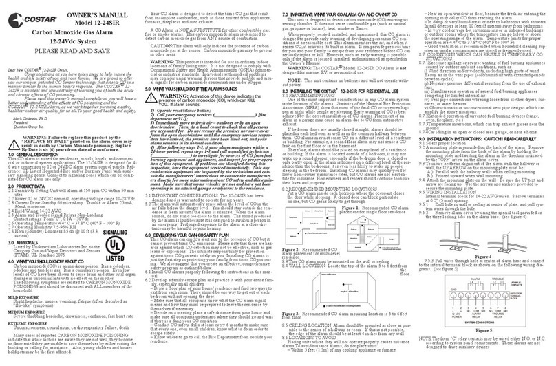 Costar 12-24SIR owner's manual