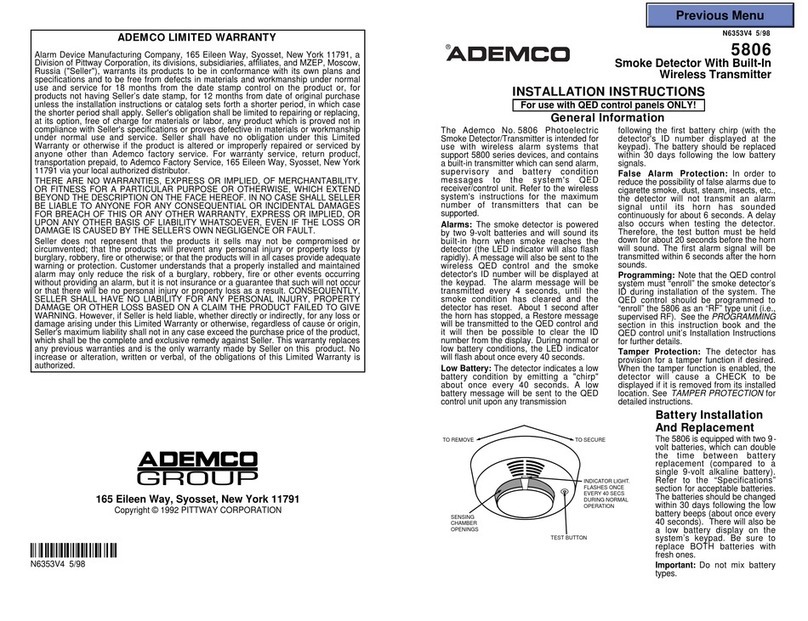 ADEMCO 5806 User manual ADEMCO 5806 User manual