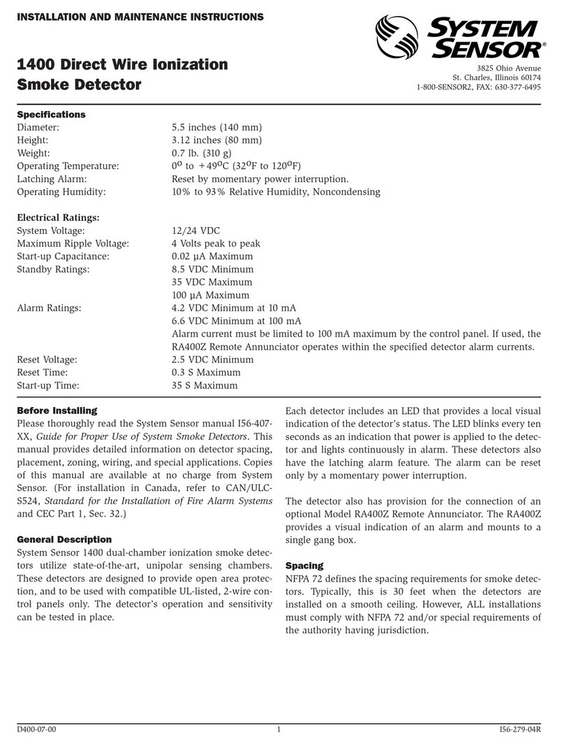 System Sensor 1400 User manual